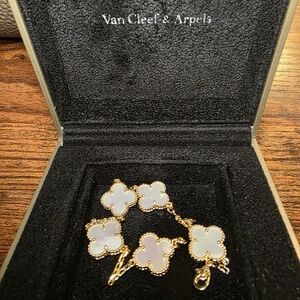Van Cleef & Arpels Gold and Cream Clover Bracelet